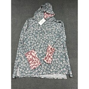 Glitzy Girlz Trend Spotted Curvy Hoodie 3XL Jade Ivory Leopard Print Pullover